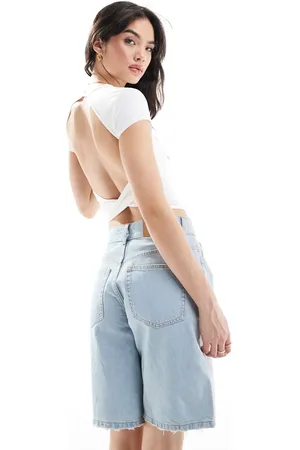 Bershka Polyamide open back t-shirt in
