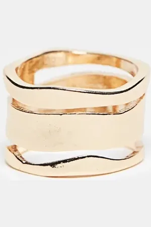 ASOS Stacked ring with molten design in tone