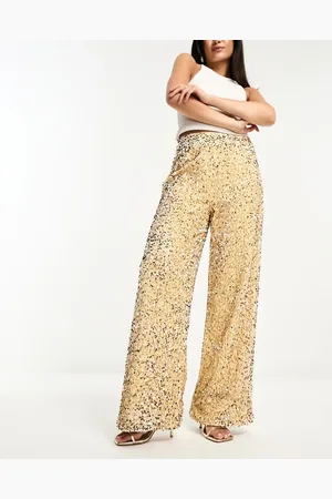 Extro & Vert Wide leg slouchy velvet trousers in
