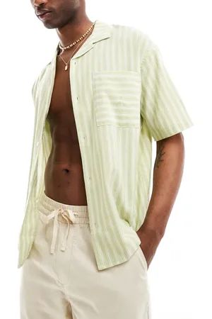 Pull&Bear Stripe revere neck shirt in