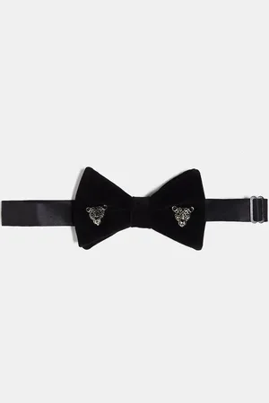 ASOS Velvet bow tie with silver leopard detail