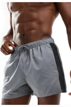 ASOS Swim short in short length in charcoal with mesh panels