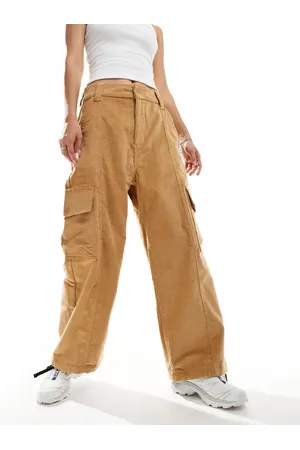 The North Face Heritage Utility cord wide leg high waist cargo trousers in beige