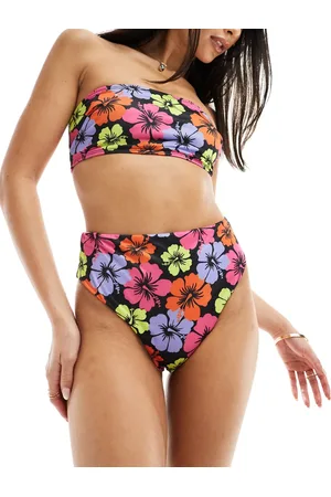 ASOS Becky high leg high waist bikini bottom in floral hibiscus