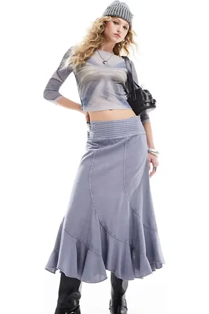 Reclaimed Midi skirt with panelling and buckle waist