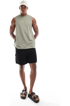 ASOS Relaxed tank vest in khaki sporty mesh