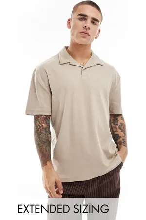 ASOS Rib revere polo in beige