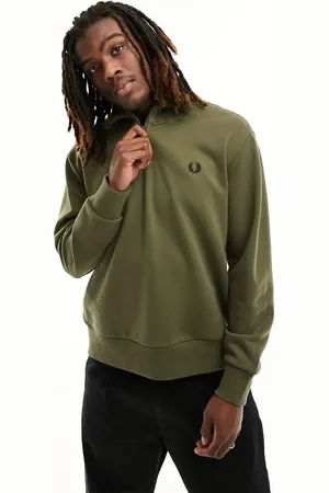 Fred Perry Quarter zip with knitted detail in uniform