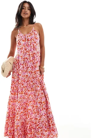 VILA Tiered maxi cami dress in floral print