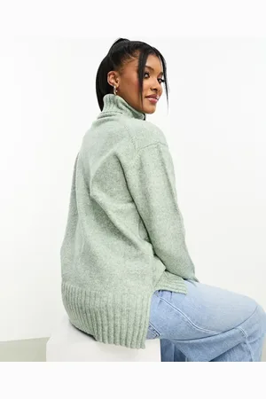 Threadbare Lucie roll neck oversized jumper in sage