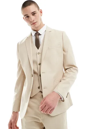 ASOS Wedding skinny suit jacket in stone