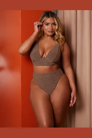 Wolf & Whistle X Natalie Gessey Fuller Bust bikini bottom in metallic