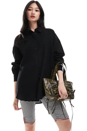 Monki Linen blend oversize shirt in