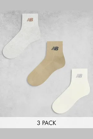 New Balance Logo mid sock in 3 pack in neutrals