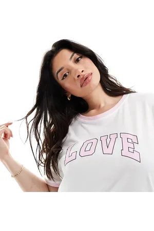 ONLY Boxy fit t-shirt with love print in