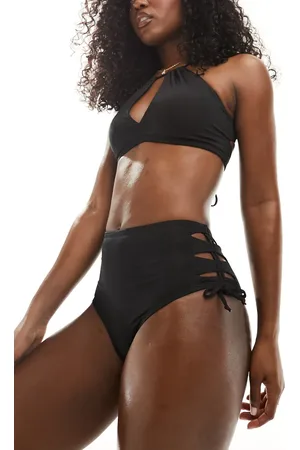 Nike Lace Up high waist cheeky bikini bottoms in