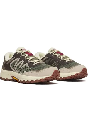 Saucony Grid Peak trainers in olive and brown