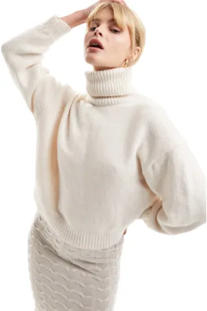 MANGO High neck jumper in oatmeal