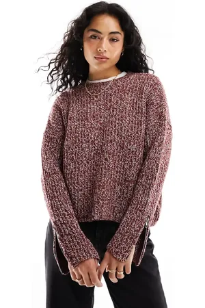 Pull&Bear Salt & pepper knit jumper in burgundy