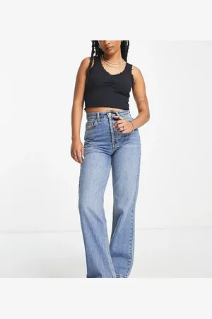 Topshop Petite straight Kort jeans in mid