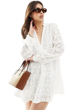 Stradivarius Broderie mini dress in