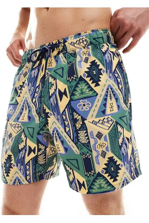 ASOS Swim shorts in mid length in abstract print in
