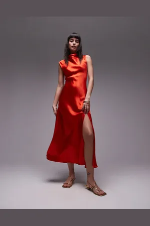 Topshop Drape neck maxi dress in