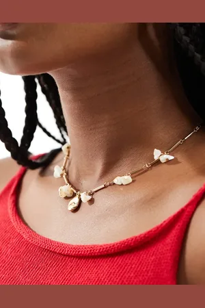 MANGO Pearl charm necklace in