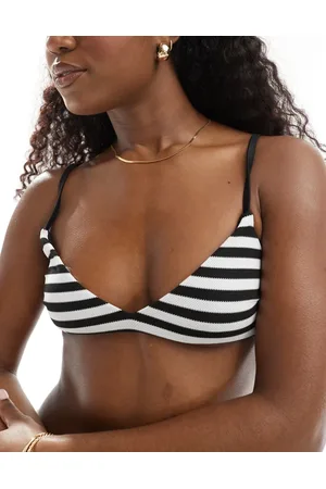 ASOS Mix & match crop bikini top in mono stripe