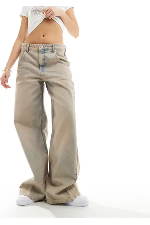 Pull&Bear Wide leg skater jean in dirty washed