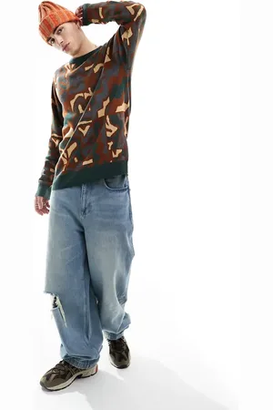 Kavu Highline knitted jumper in with all over multicoloured geometric artwork