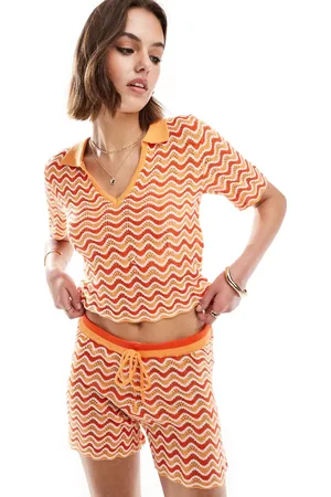 Noisy May Knitted polo co-ord in wave