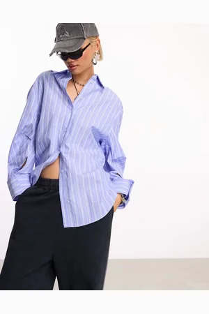 COLLUSION Cotton synched in shirt in stripe