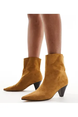 Truffle Collection Cone heel ankle boots in tan