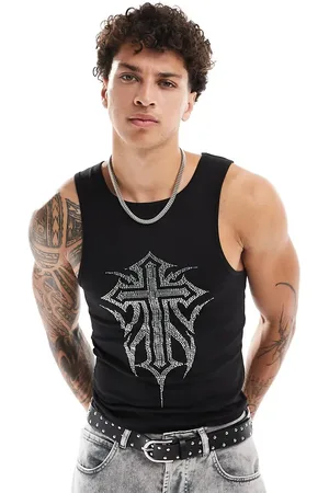 COLLUSION Muscle vest with diamante detail in