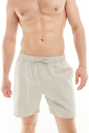ASOS Swim shorts in mid length in stone