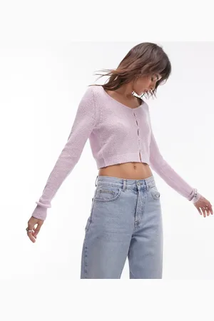 Topshop Knitted towelled micro cardi in