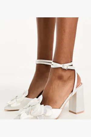 Be Mine Bridal Akiva heeled shoes with embellished corsage in ivory satin