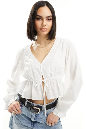 Cotton On Cotton On crop prairie blouse with lace detail in