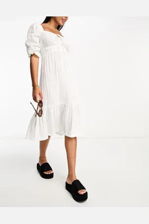 Iisla & Bird Puff sleeve midi beach summer dress in