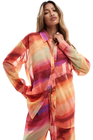 In The Style X Perrie Sian exclusive oversized beach shirt co-ord in ombre