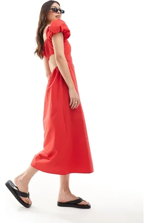 Stradivarius Puff sleeve maxi dress in