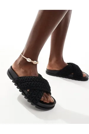 Glamorous Cross strap crotchet slides in