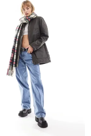 ONLY Parka jacket with contrast collar in washed