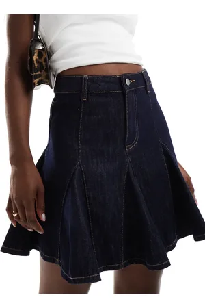 Urban Revivo Godet mini denim skirt in indigo blue
