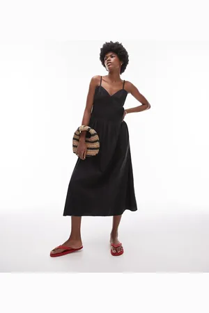 Topshop Strappy pleated midi sundress in
