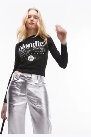 Topshop Graphic license Blondie long sleeve baby tee in black