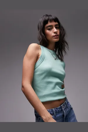 Topshop Rib racer vest in light green