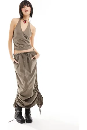 JJXX Cargo maxi skirt co-ord in taupe