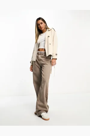 Stradivarius Basic cropped trench in stone